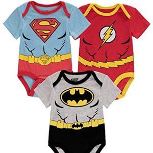 NWT Batman/Flash/Justice League 3-Pack Infant Bodysuits